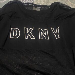 DKNY Black Mesh Logo Top